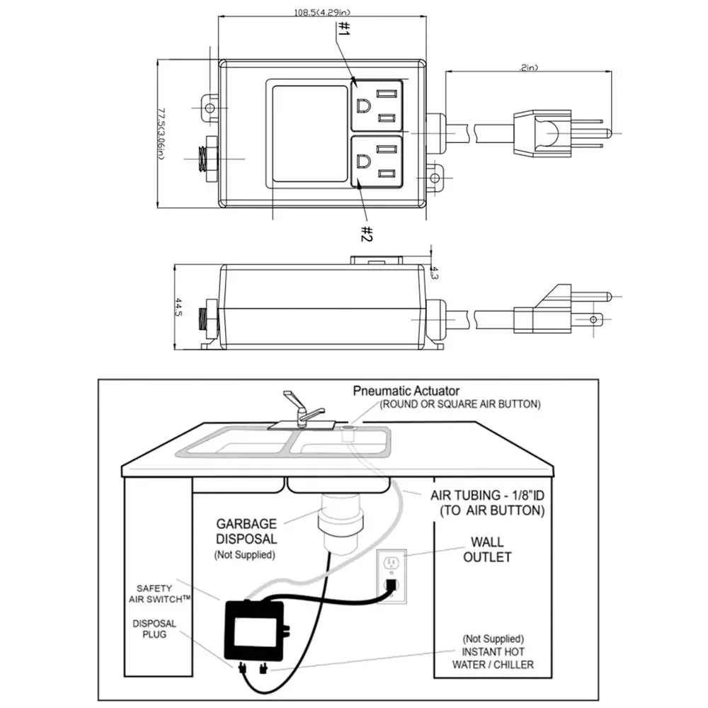 
High Quality air switch for SPA and food waste disposer 