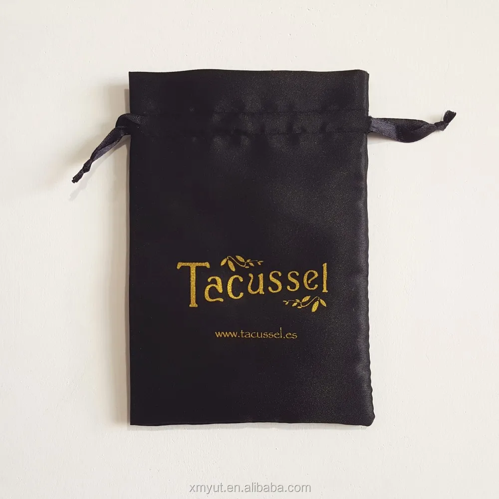 Eco-Friendly Dust-proof Large Satin Bag Recyclable Satin Drawstring Bag with Custom Logo and Silk Screen Printing