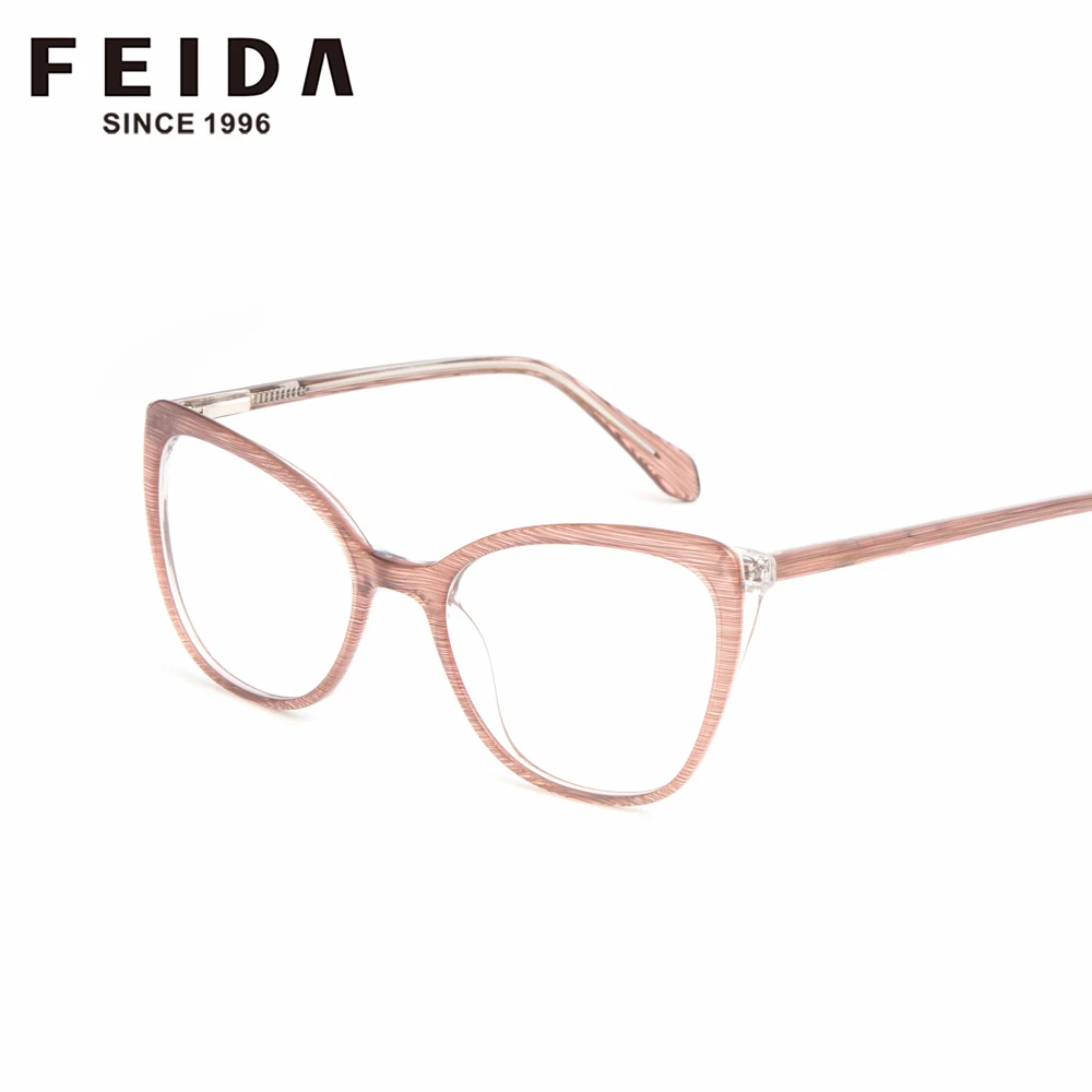 

FEIDA 6036 Cat's Eye Clear Glasses Retro Transparent Acetate Computer Glasses Spectacle Frames for Women Glasses Without Lenses