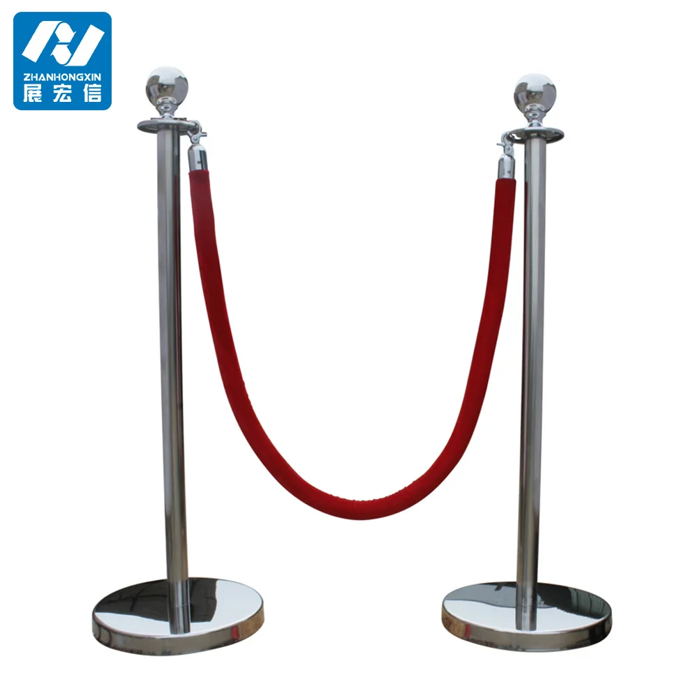 Pole Stand Stainless Steel Traditional Rope Stanchion With Velvet Ropes