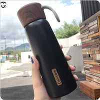 

500ml insulated infuse double wall stainless steel water bottle vaccum tea cute wooden thermos plastic flask