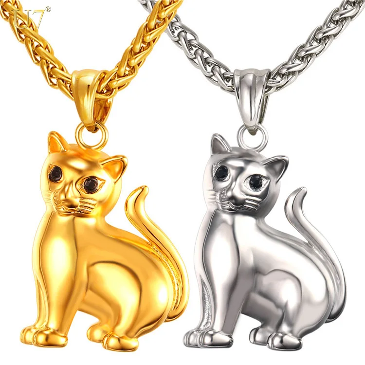 

animals pendants necklace men stainless steel cat jewelry