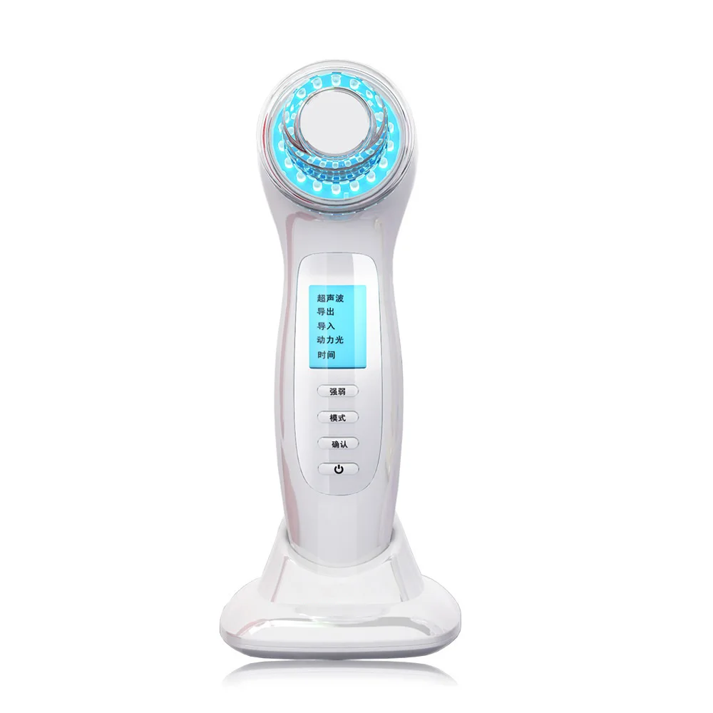 

BP-012B color photon ultrasonic beautiful skin instrument with galvanic nutri in for face lift home use luxury box package OEM