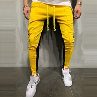 

Fashionable stripe pants men with patchwork hip-hop style
