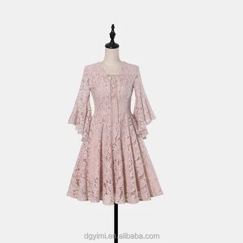 womens pink ruffle dress