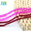 A6305-2# Special Colors Siam Rose Drilled Glass Square Tube Faceted Stick Crystal Long Cube Stick Beads
