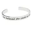 Stainless Steel Copper Cuff With Stamped Words Inspirational Jewelry Bangle Gifts For Students Girls Children She Believed She