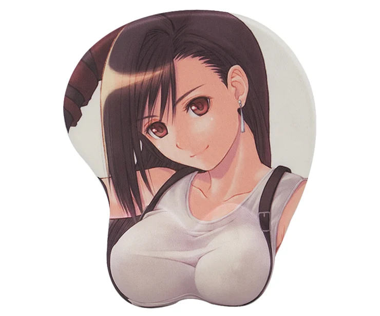 时尚礼品卡通 3d 硅胶乳房鼠标垫与手腕休息日本韩国动漫鼠标垫