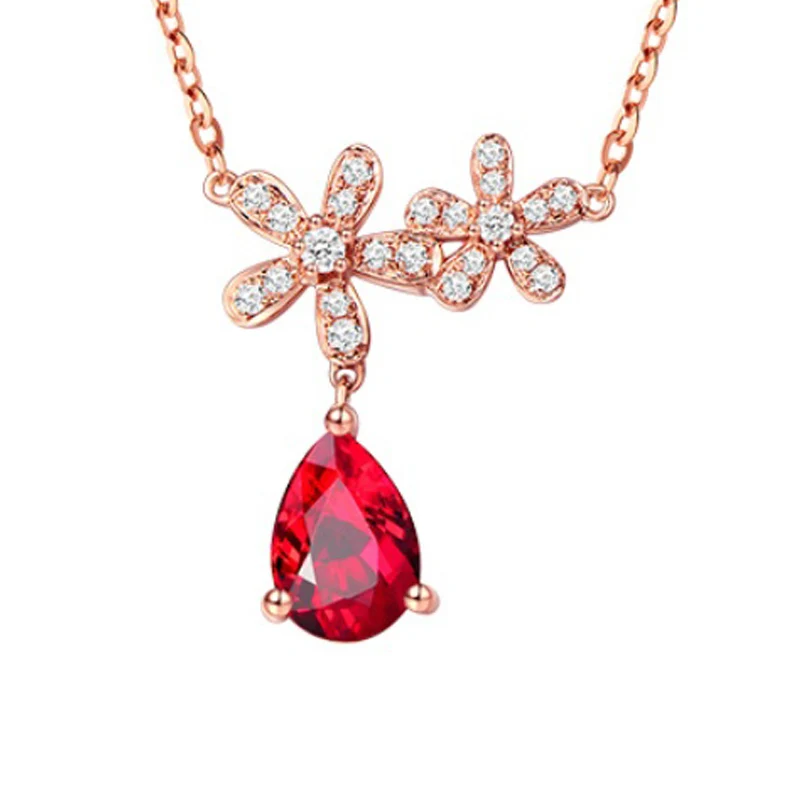 

wholesale dubai 18k gold jewelry 0.57ct red ruby natural gemstone pendant necklace for women