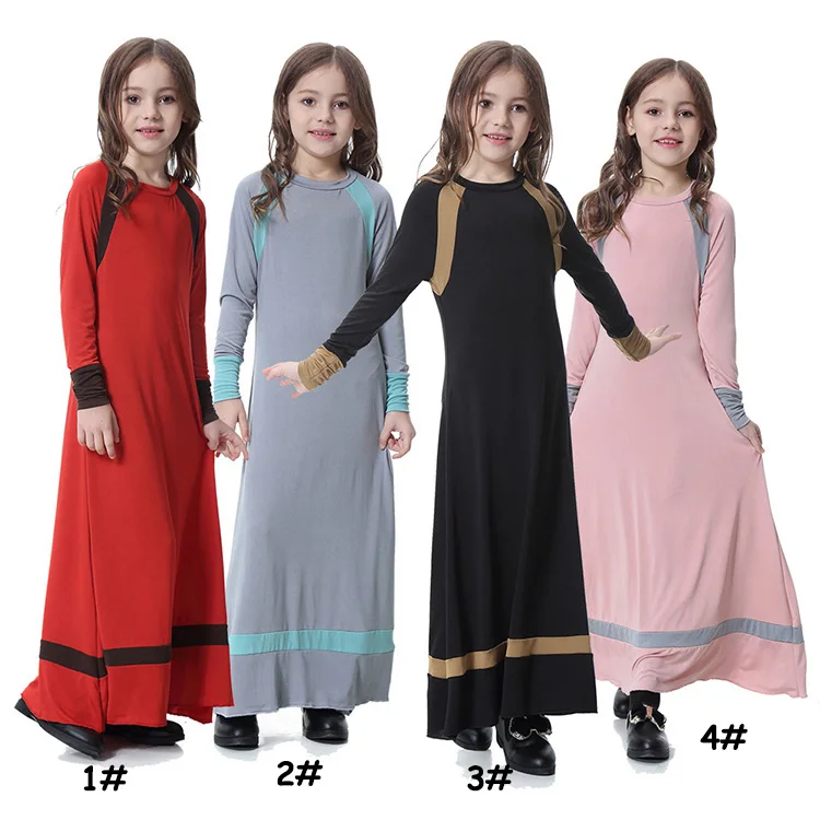 

Middle East Malaysia muslim girl polyester and spandex dress children's dresses for girls