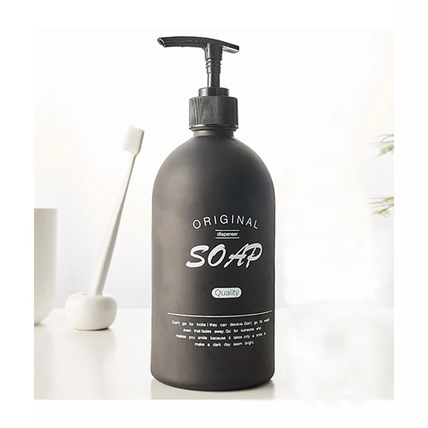 
Amazon Hot Sale 500ml 16oz Matte Black Customizable Screen Printing Boston Glass Soap Dispenser Bottle 