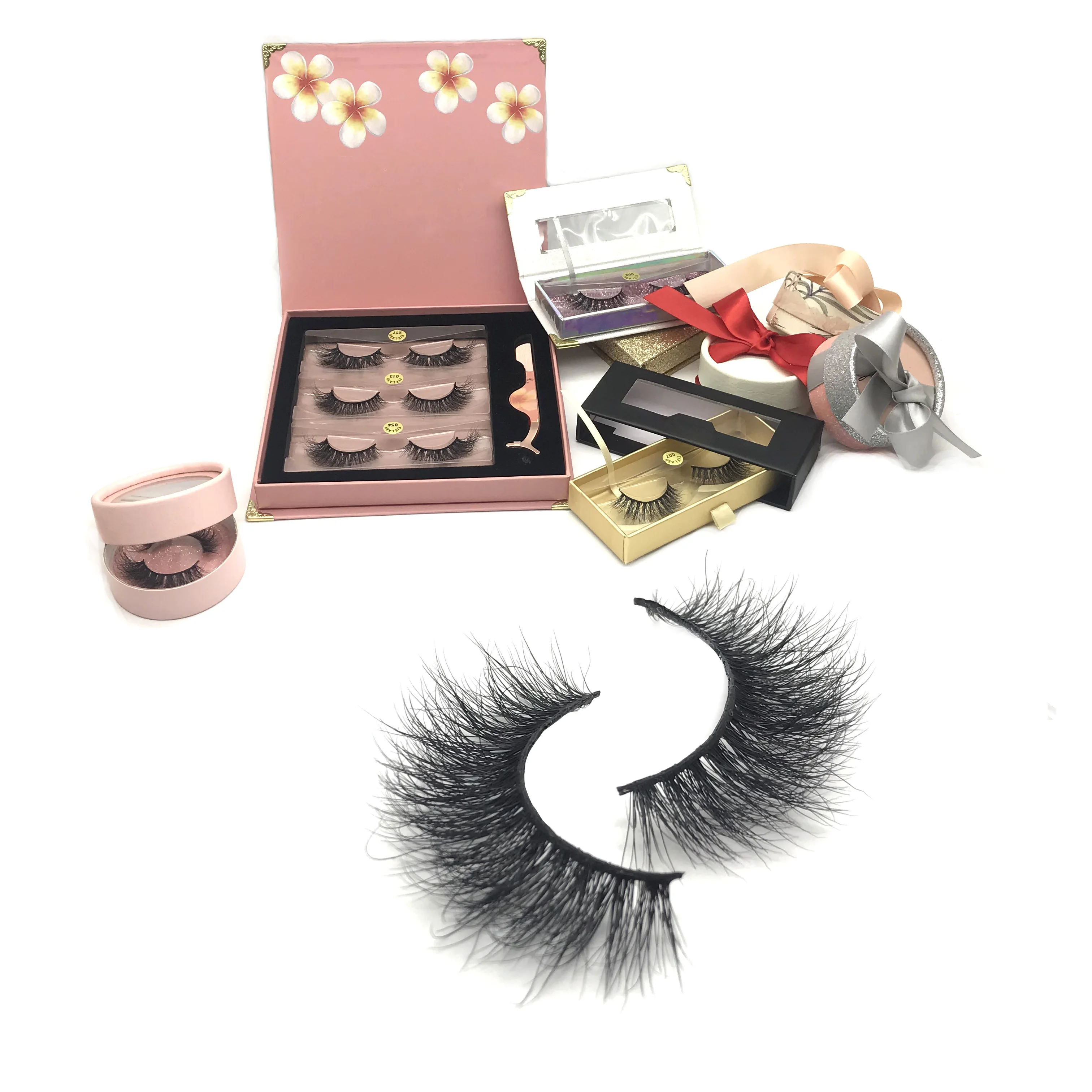 

3D Mink Eyelash Strips Lashes Packaging Real 100% Mink Eyelashes, Natural black