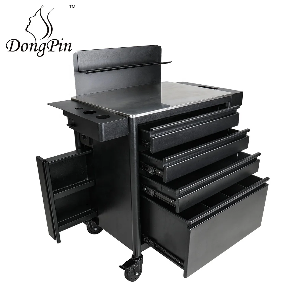 

Dongpin tattoo equipment tattoo table work and trolley tattoo ink with cabinet, Black