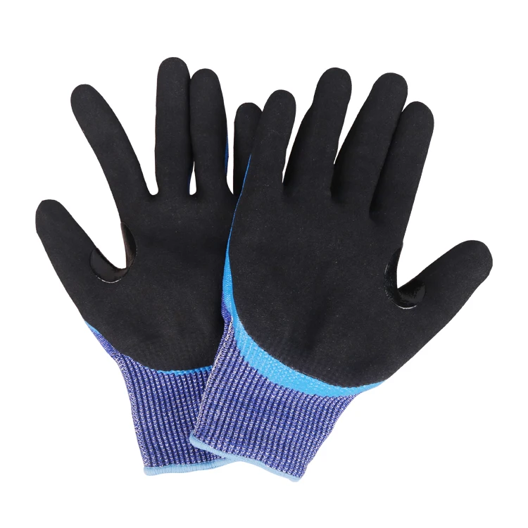 No Cut Glove Xingyu 13g Blue Hppe And Steel Mixed Black Nitrile Sandy ...