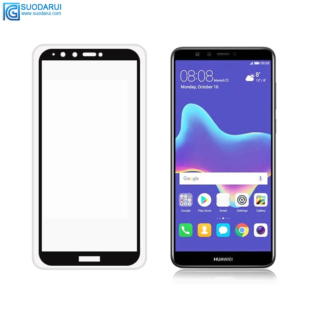 Tempered Glass Screen Protector for Huawei Y9 2018 Full Cover Glue 2.5D 9H film