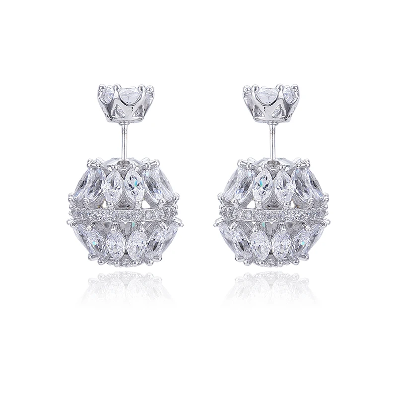 

Fashion Front To Back Balls Stud Earrings For Women, Silver