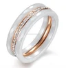 New jewelry design white ceramic bands gold silver plated and diamond setting