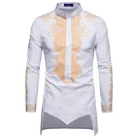 

Middle-east Bronzing Printing Pattern Long Sleeve Style Men's dress Shirt