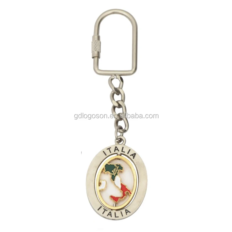 Italia Souvenirs Zinc Alloy Round Keychains Italy Tourist Gift Spinner