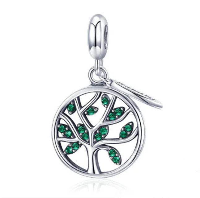 

925 sterling silver Life Tree beads DIY Pendant Bracelet accessories and Earrings, Gold-plated