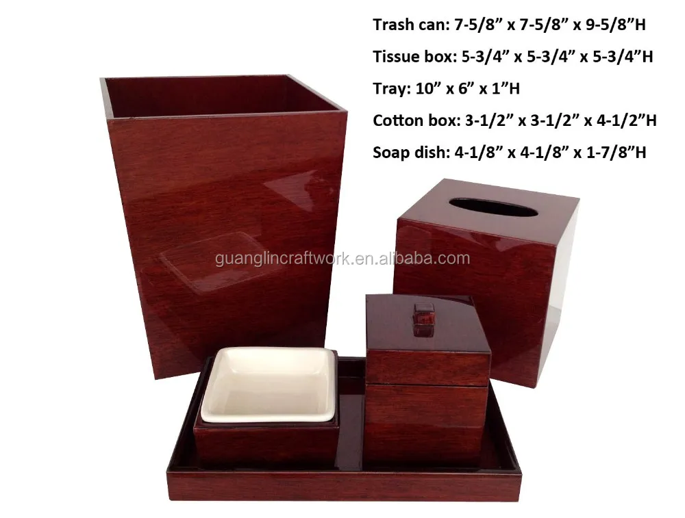 Simply Bath Accessory Ceramic Bathroom Set Rubberwood Bathroom Set