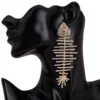 180801402 luxury wholesale crystal rhinestone long big large earrings crystal fish design earrings fish earrings