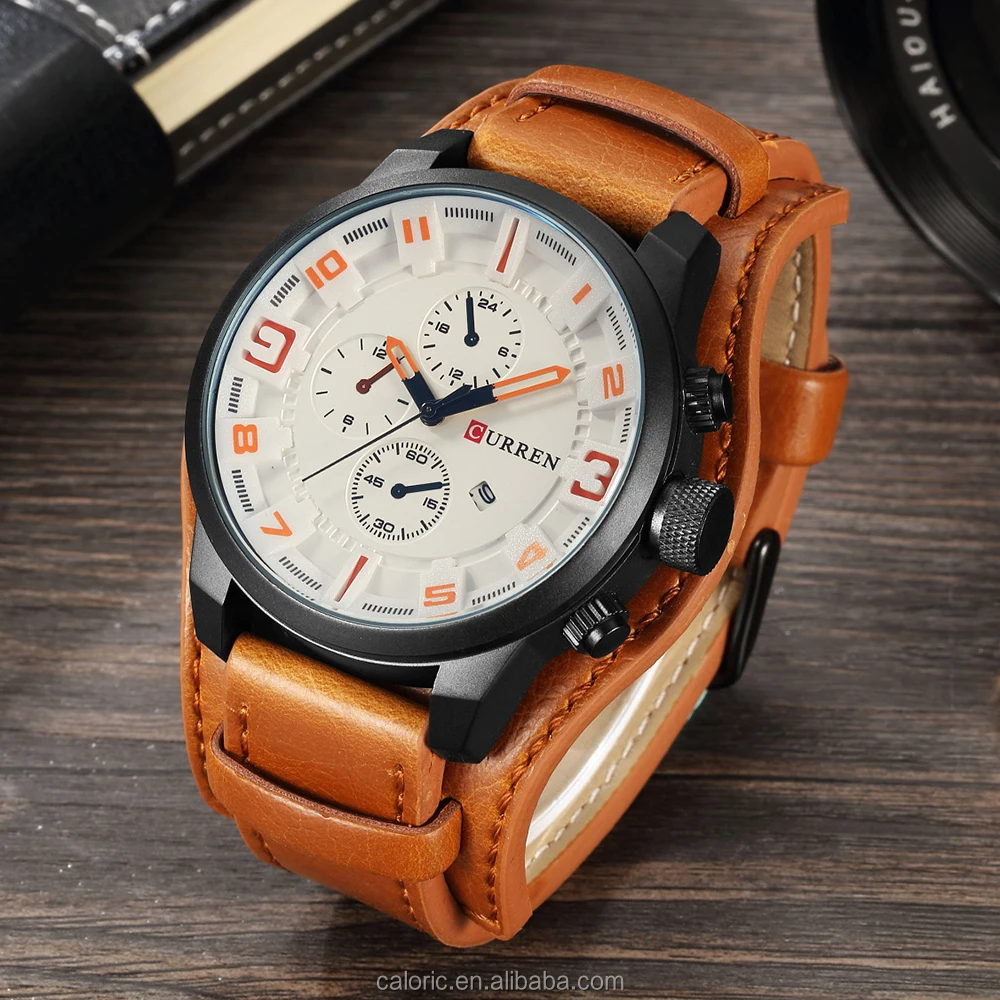 

CURREN 8225 Quartz Military Watch Men Watches Luxury Brand Famous Sport Leather Male Clock Men Man Watch 2017 Reloj Hombre, 5 color choose