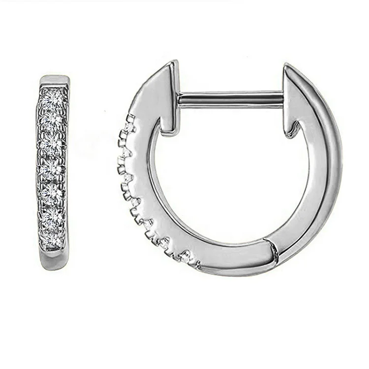 

Simple cubic zirconia circle hoop earring mini 925 sterling silver huggie hoop earrings, Picture