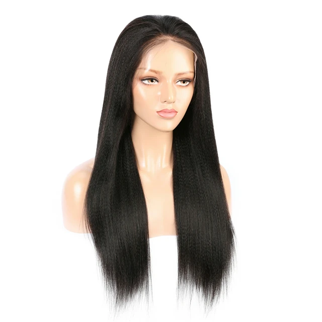 

100% Human Hair Light Yaki Straight Transparent Lace Free Part Lace Front Wig