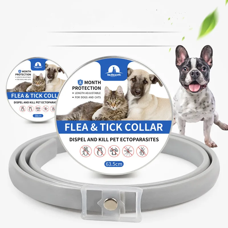 

Premium Natural Flea and Tick Collar for Dogs Cats Prevent Fleas, Ticks, Lice and Mosquitoes 8 Months Protection, Grey