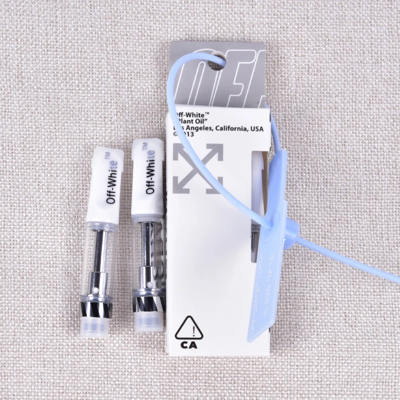 

Off - white Cartridges Ceramic Coils Atomizer with Flavors Box Packaging Plant Oil Tank Vape Pen Thick Oil e cigs, Silver