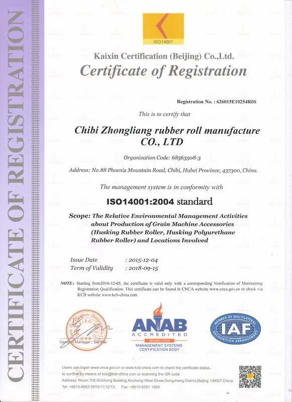 ISO 14001 Certificate of Registration