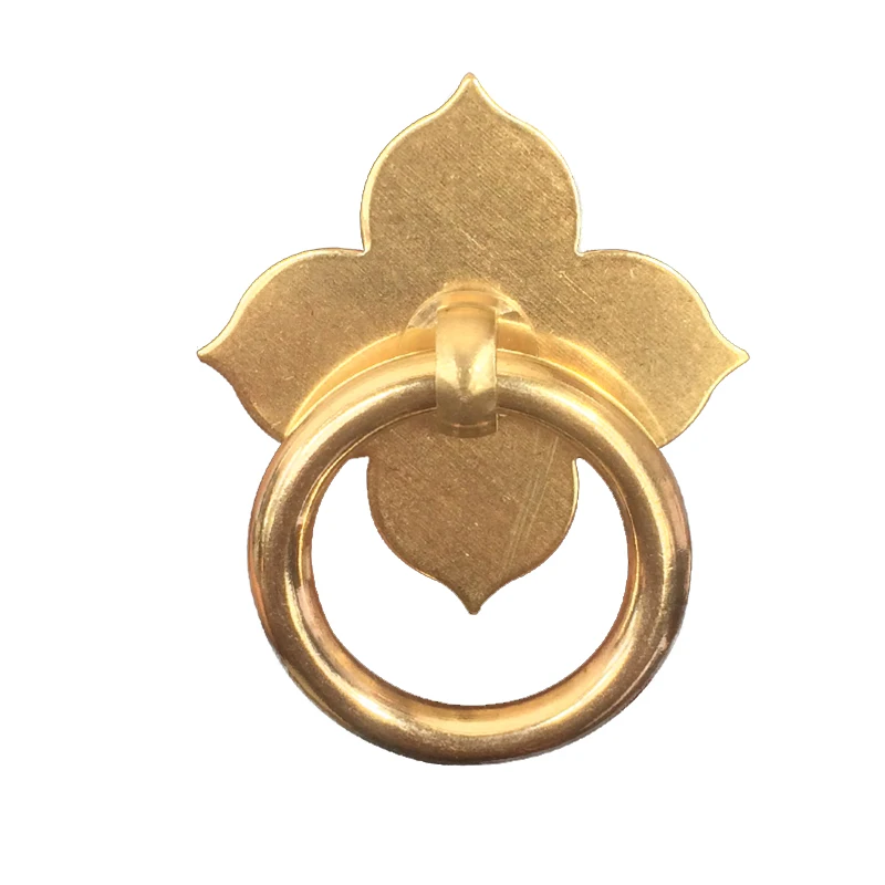 

New Four Petals Flower Chinese Simple Style Copper Bathroom Drawer Handle and Knob C-0349, Gold