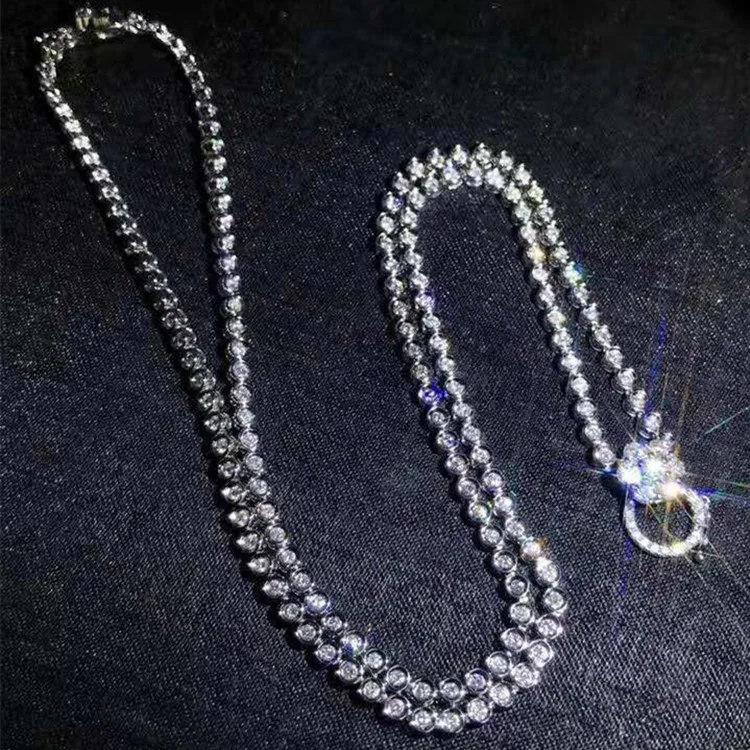 

European royal luxury wedding diamond jewelry design 3.06ct natural white diamond chain necklace 18k gold