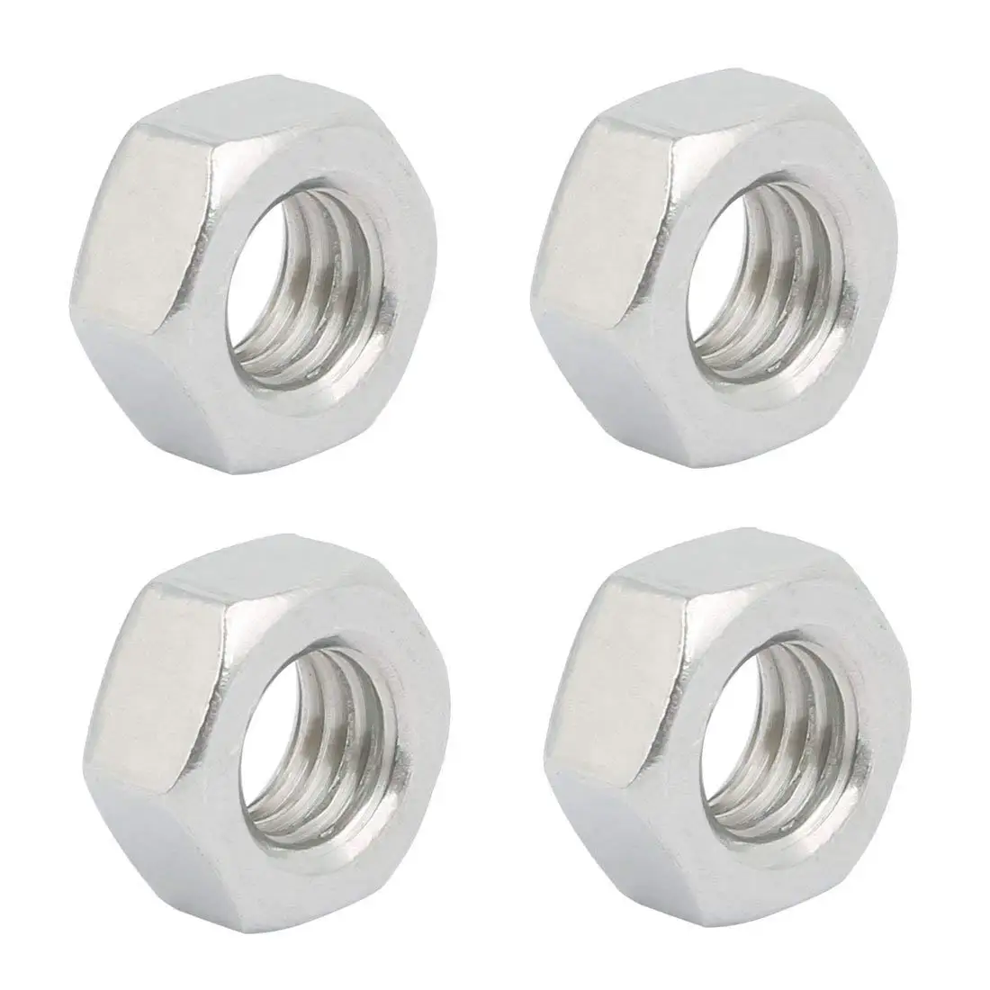 4pcs M12 x 1.25 mm Pitch Stainless Steel Left Hand Thread Hex Nut Metric Thread