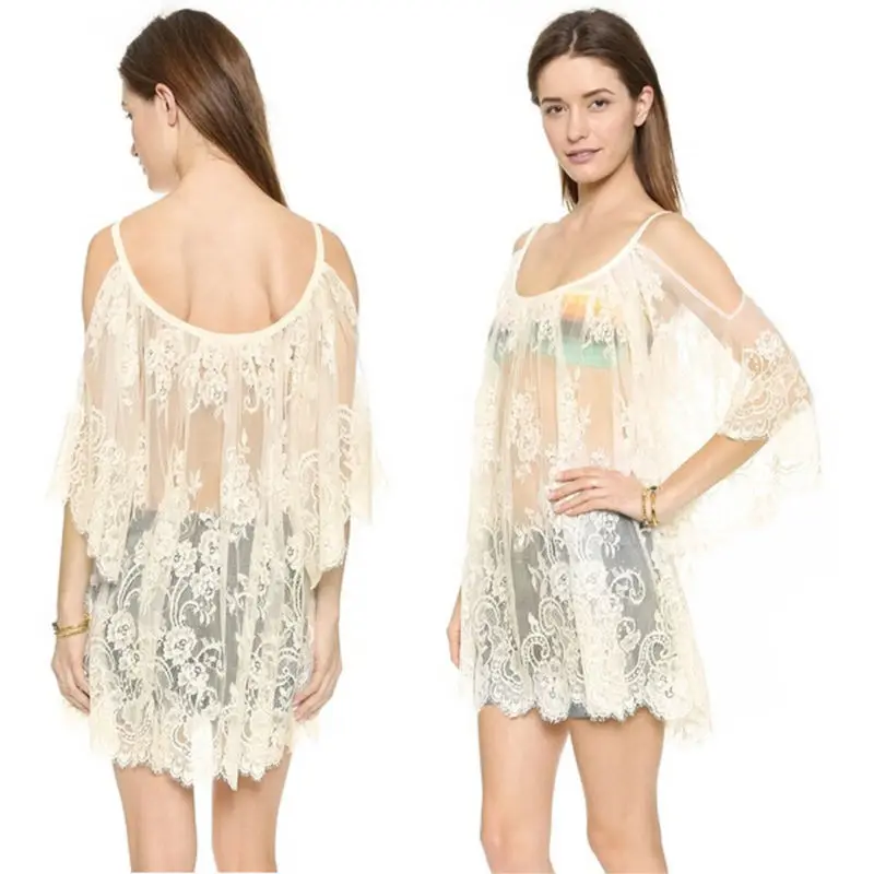 

Summer Vintage Women Dress Boho Floral Embroidered Lace Beach Dress