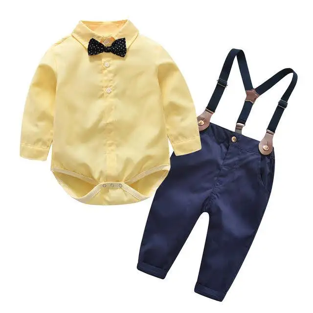 

2019 European and American gentleman clothing summer boy's children's clothing gentleman's clothing baby baby bow tie long-sleev, Pic