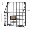 File Holder - Metal Mesh Wire Kitchen Shelf - Hanging Folder Mail Document Organizer - Office Storage(Black)