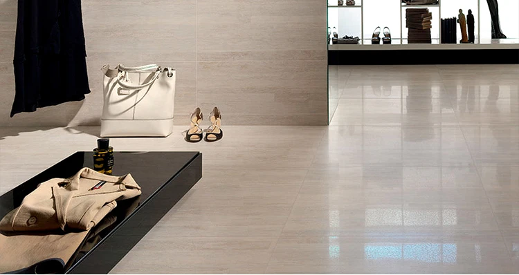 Luxury glossy living room vitrified floor tiles 24x24 polished beige porcelain tile
