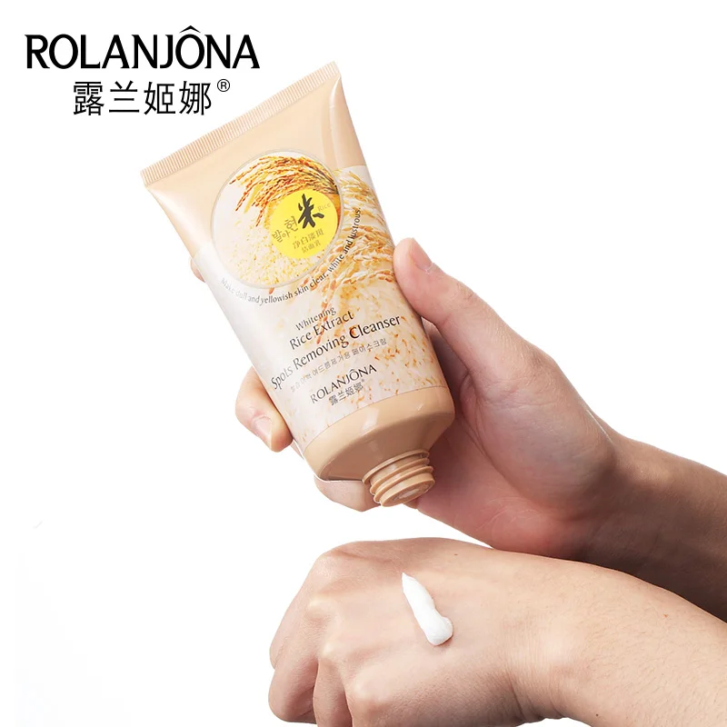 

A01289 Rice Extract Cleansing Foam Face Care Deep Cleansing Remove Blackhead Moisturizing Brightening Skin Facial Pore Cleanser, Milk white cream