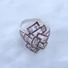 White gold custom cheap silver rings micro pave cz stone