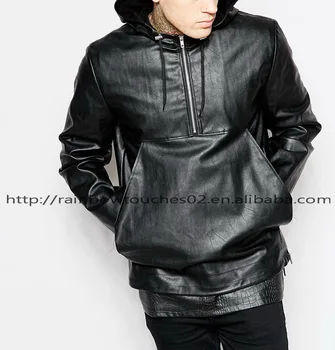 mens leather hoodie