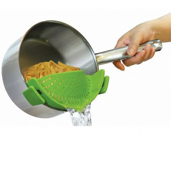 

Silicone Clip-On Colander Strainer snap'n strain, Green,red,purple,black