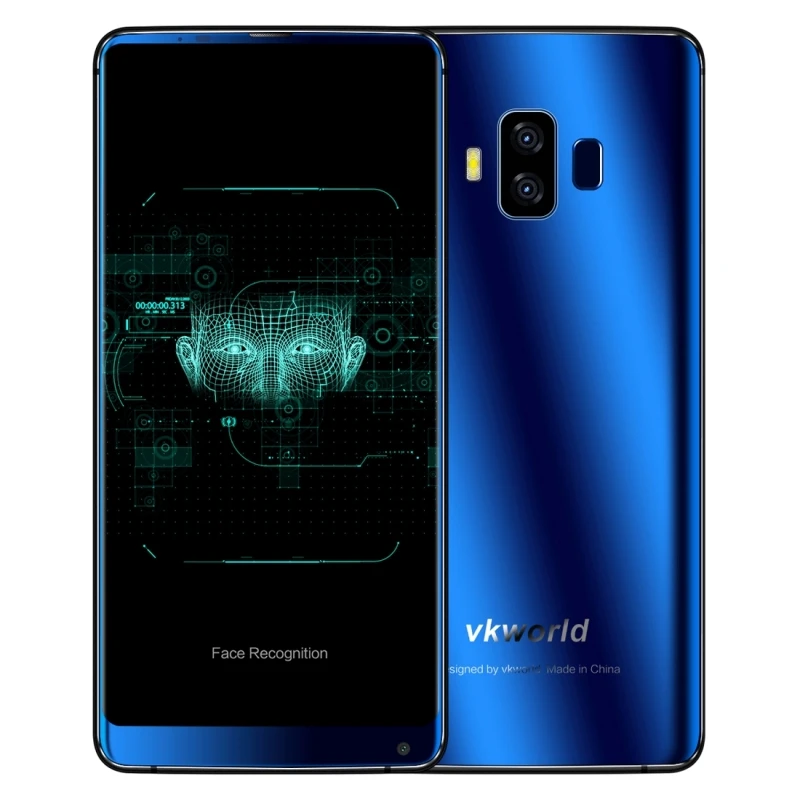 

Dropshipping wholesale VKworld S8 64GB Face & Fingerprint Identification big battery 5.99 inch Full Screen Android7.0 cellphone, Blue