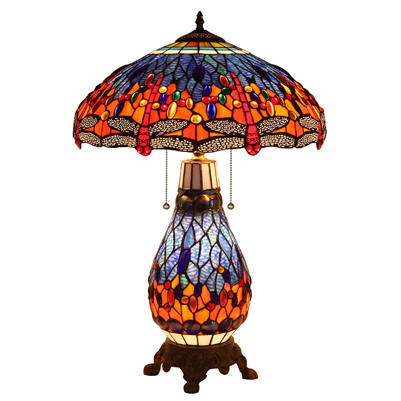 Tfd 3512 Tiffany Style Stained Glass Table Lamp Blue Shade Double