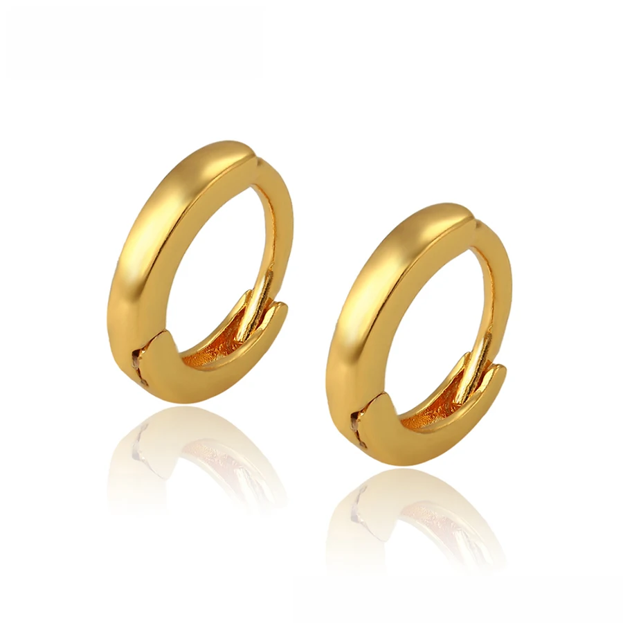 

97650 Xuping fashion copper alloy 24k gold plated plain huggies earring
