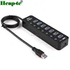 8-Port USB 3.0 Hub with 7 Data Transfer Ports, 1pc 5V/2.4A Smart Charging Port, Individual On/Off Switches and 5V/2A Power Ad