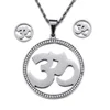 Yiwu Aceon Stainless Steel Rope Chain Necklace Full Crystal Around Edge OM Yoga Jewelry Set
