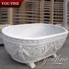 White Hand Carved Marble Bath