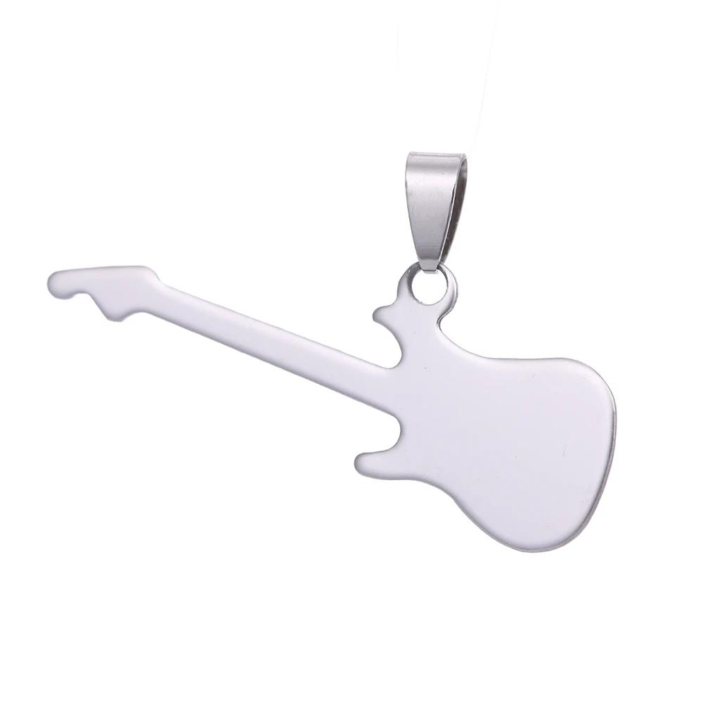 

Free Shipping 304L Stainless Steel Custom Engraved Guitar Shape Pendant
